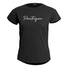 Pentagon Whisper Calligraphy női rövid ujjú póló, fekete
