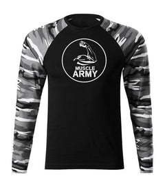 DRAGOWA Fit-T hosszú ujjú póló muscle army biceps 160 g/m², metro