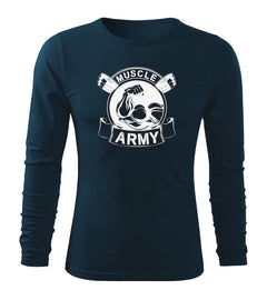 DRAGOWA Fit-T hosszú ujjú póló muscle army original 160 g/m², sötétkék