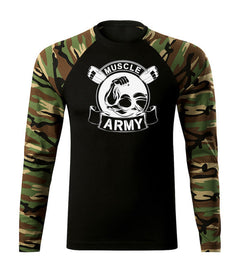 DRAGOWA Fit-T hosszú ujjú póló muscle army original 160 g/m², woodland