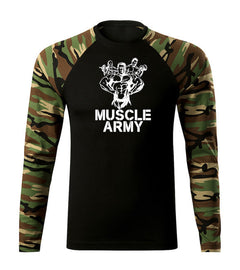 DRAGOWA Fit-T hosszú ujjú póló muscle army team 160 g/m², woodland