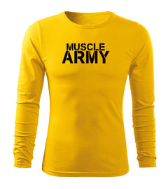DRAGOWA Fit-T hosszú ujjú póló muscle army 160 g/m², sárga