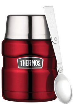 Thermos King élelmiszer tároló kanállal, piros, 0,47 l