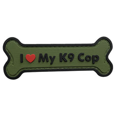 WARAGOD I love my K9 Cop PVC felvarró, zöld