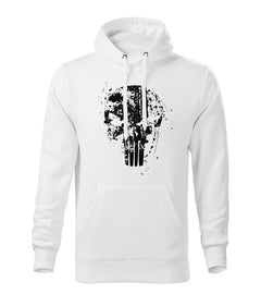 DRAGOWA férfi kapucnis pulóver Frank The Punisher 320 g/m², fehér