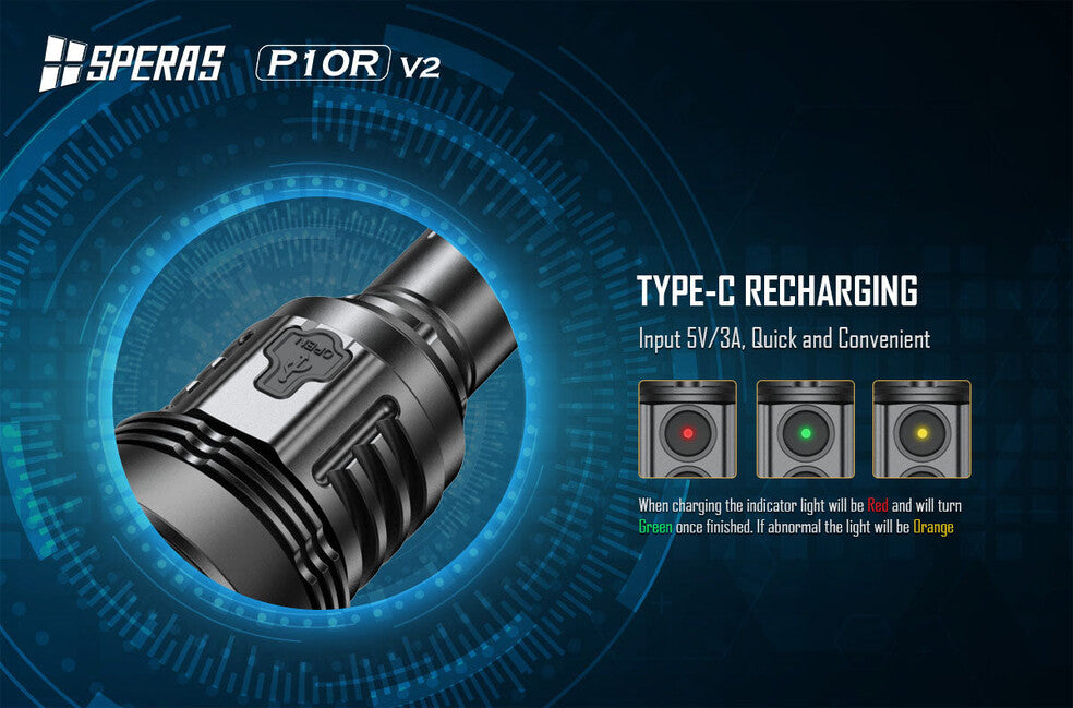Speras P10R V2 újratölthető LED zseblámpa 10000LM