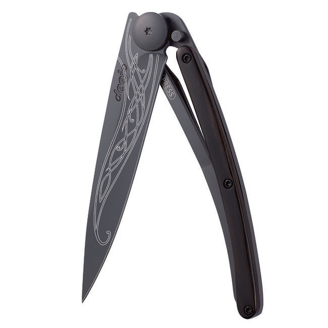 Deejo Black Tattoo összecsukható kés ebony wood Elven blade