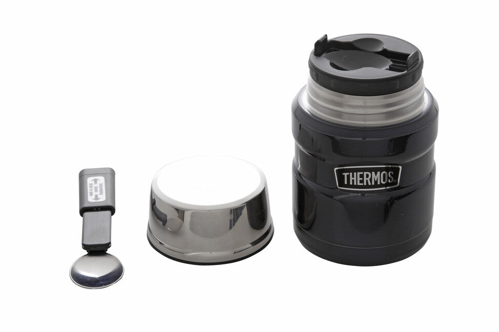 Thermos King élelmiszer tároló kanállal, sötétkék, 0,47 l