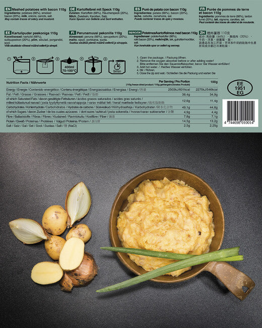 TACTICAL FOODPACK® burgonya püré és szalonna taktikai étel