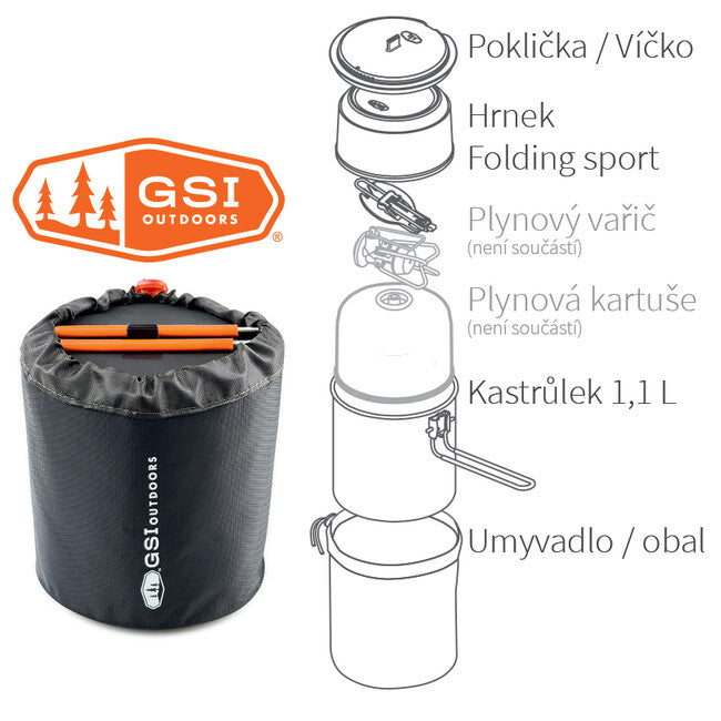 GSI Outdoors Halulite Soloist kompakt étkészlet egy személyre 1.1 l