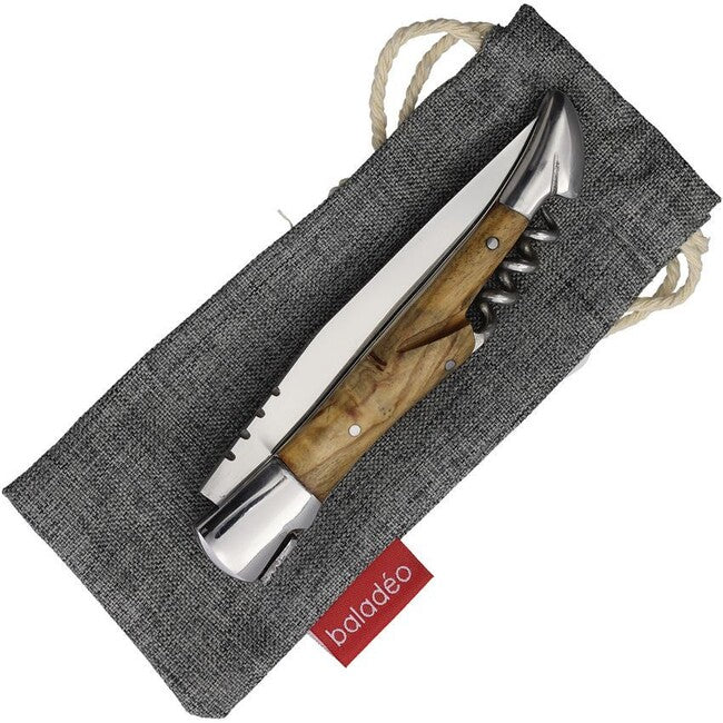 Baladeo DUB1045 zsebkés dugóhúzóval, penge 11cm, 440 acél, olajfa fa markolat