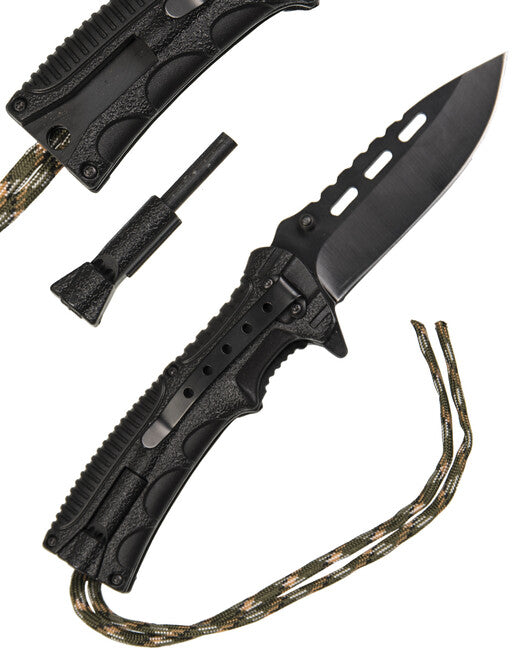 Mil-Tec ONE-HAND PARACORD WOOD összecsukható kés