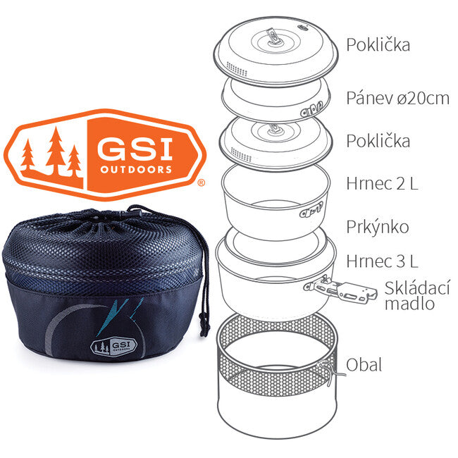 GSI Outdoors Bugaboo Ceramic Base Camper kemping bögre készlet Medium 2+3 l