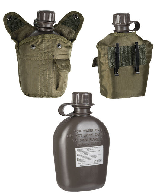 Mil-Tec US IMPORT tábori palack 1l tokkal, olívazöld