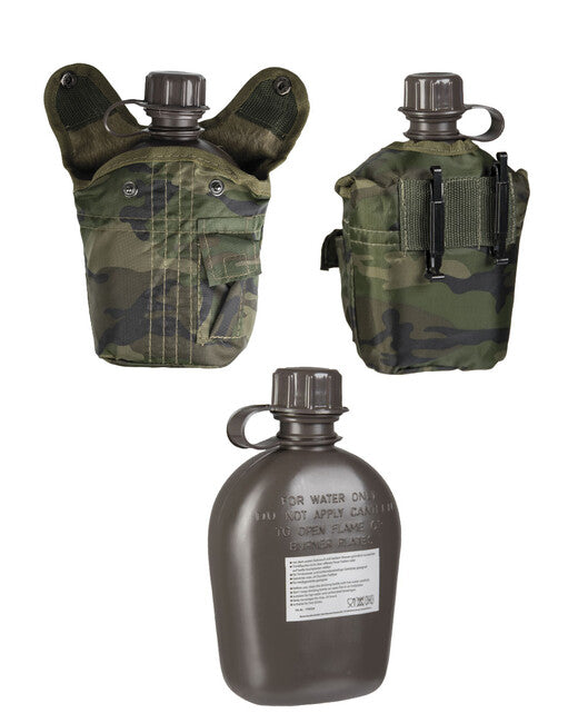 Mil-Tec US IMPORT tábori kulacs 1l tokkal, woodland