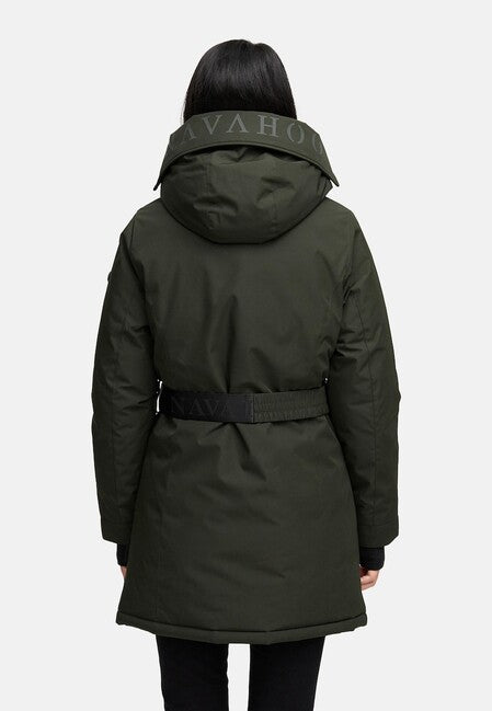 Navahoo FROSTKUSS 14 női téli parka levehető kapucnival és övvel, dark olive
