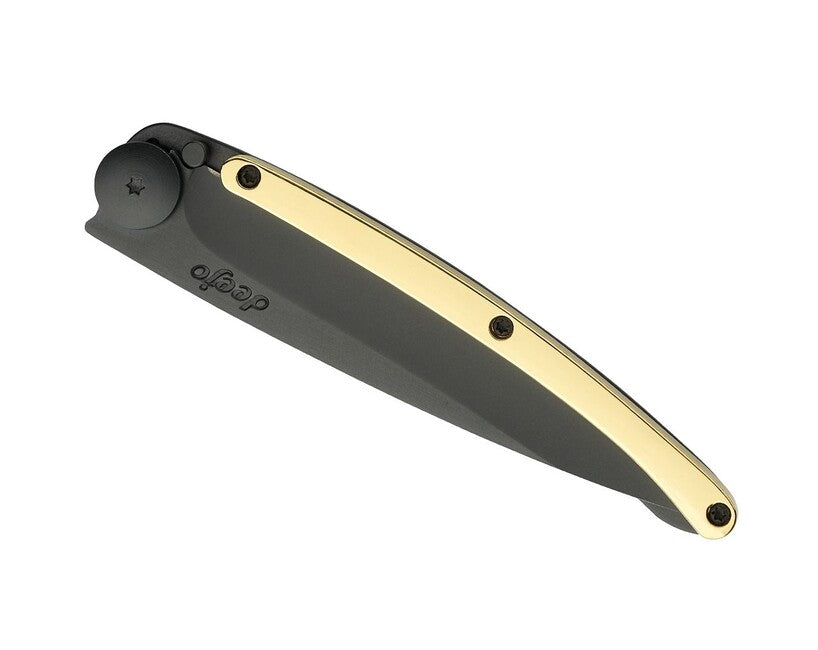 Deejo GOLD összecsukható kés 23kt yellow, black