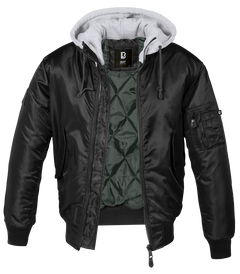 Brandit MA1 hooded bomber kabát, fekete-szürke