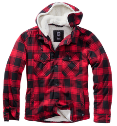 Brandit Lumberjacket kapucnis kabát, piros-fekete
