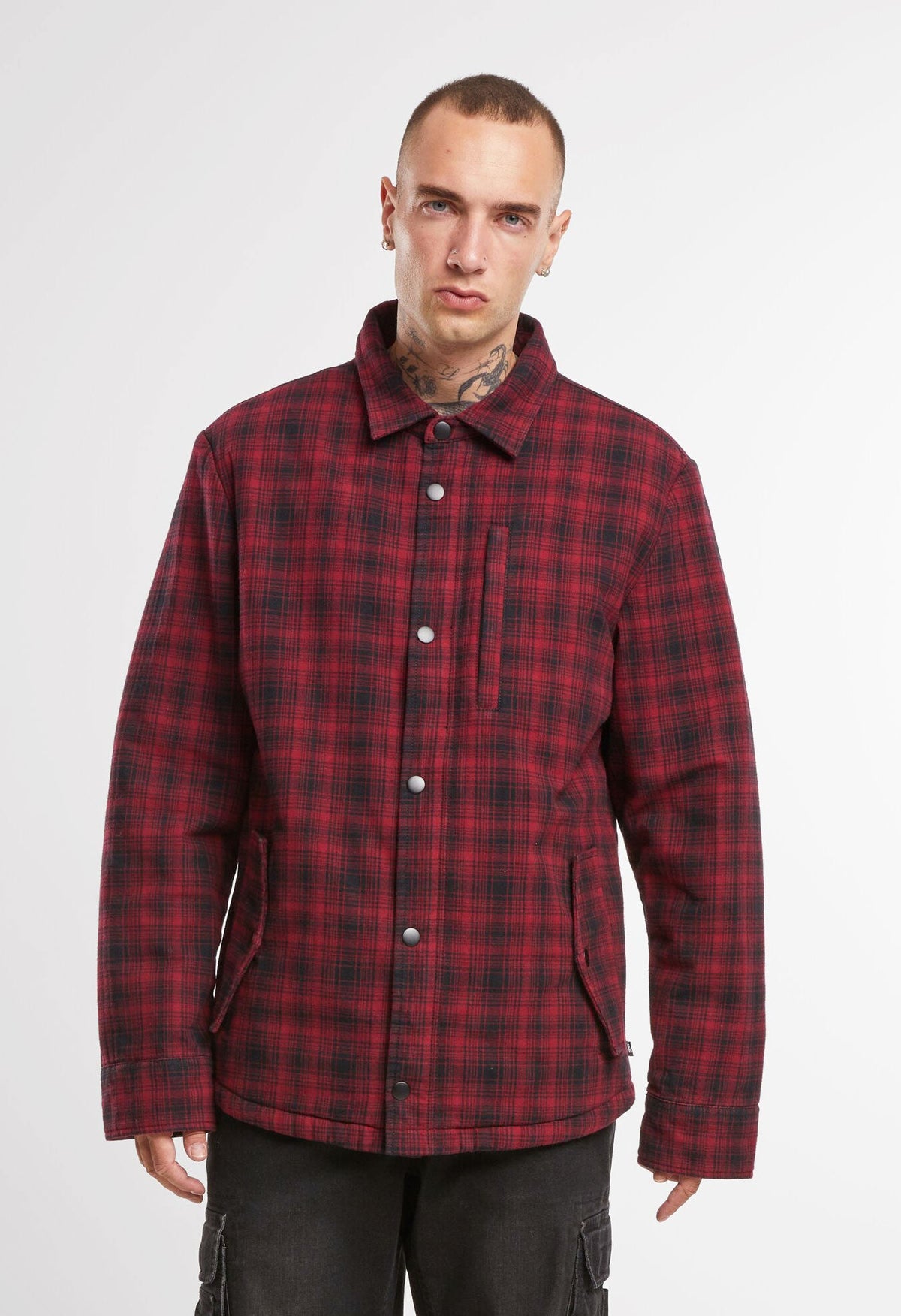 Brandit Classic Sherpa bunda, čierna-červená