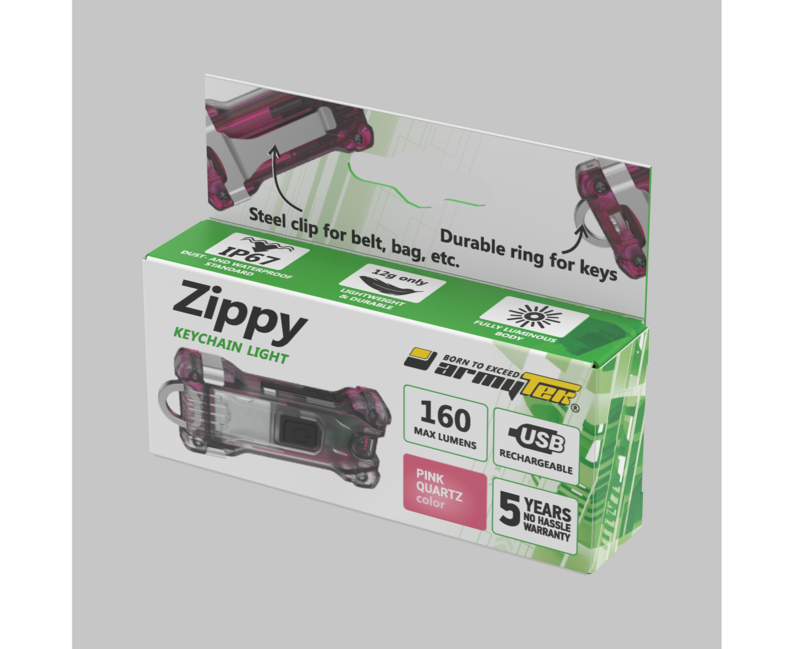ArmyTek Zippy LED kulcstartó, rózsaszín