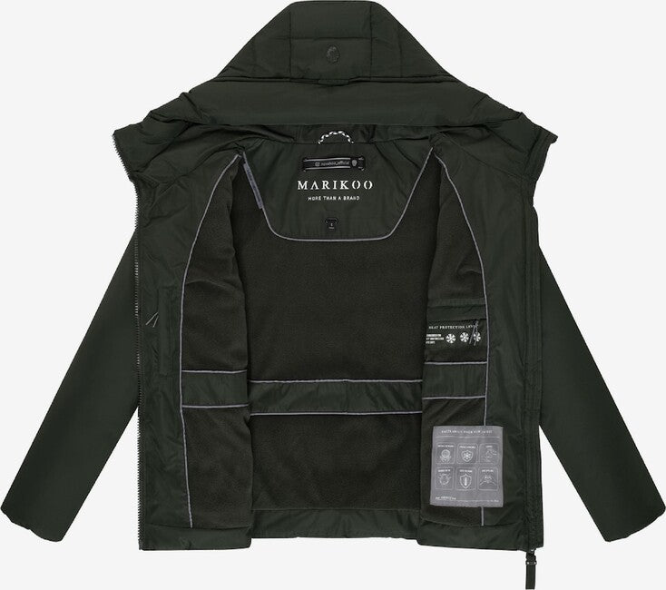 Marikoo HIMEE 16 női téli kabát magas gallérral és övvel, dark olive