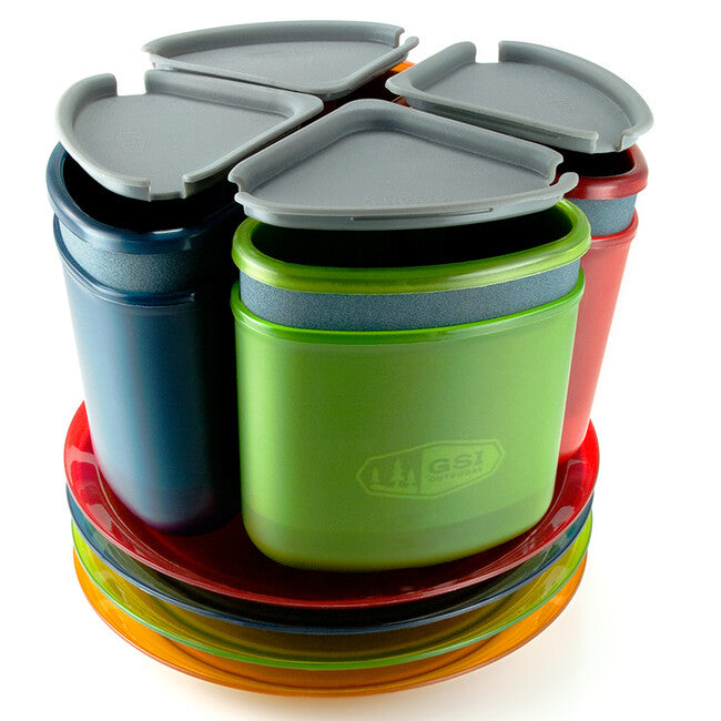 GSI Outdoors Infinity 4 Person Compact Tableset kemping étkészlet 4 személyre, Multicolor