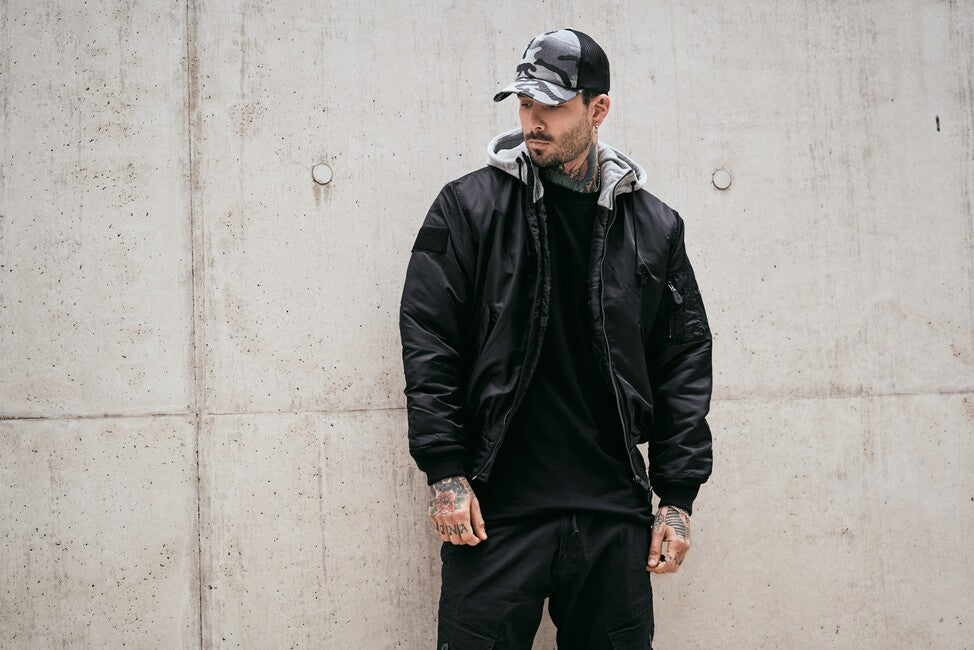 Brandit MA1 Hooded bomber kabát, fekete