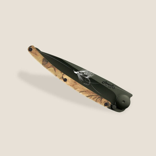 Deejo Tattoo összecsukható kés black brown camo Silver Wilkinson