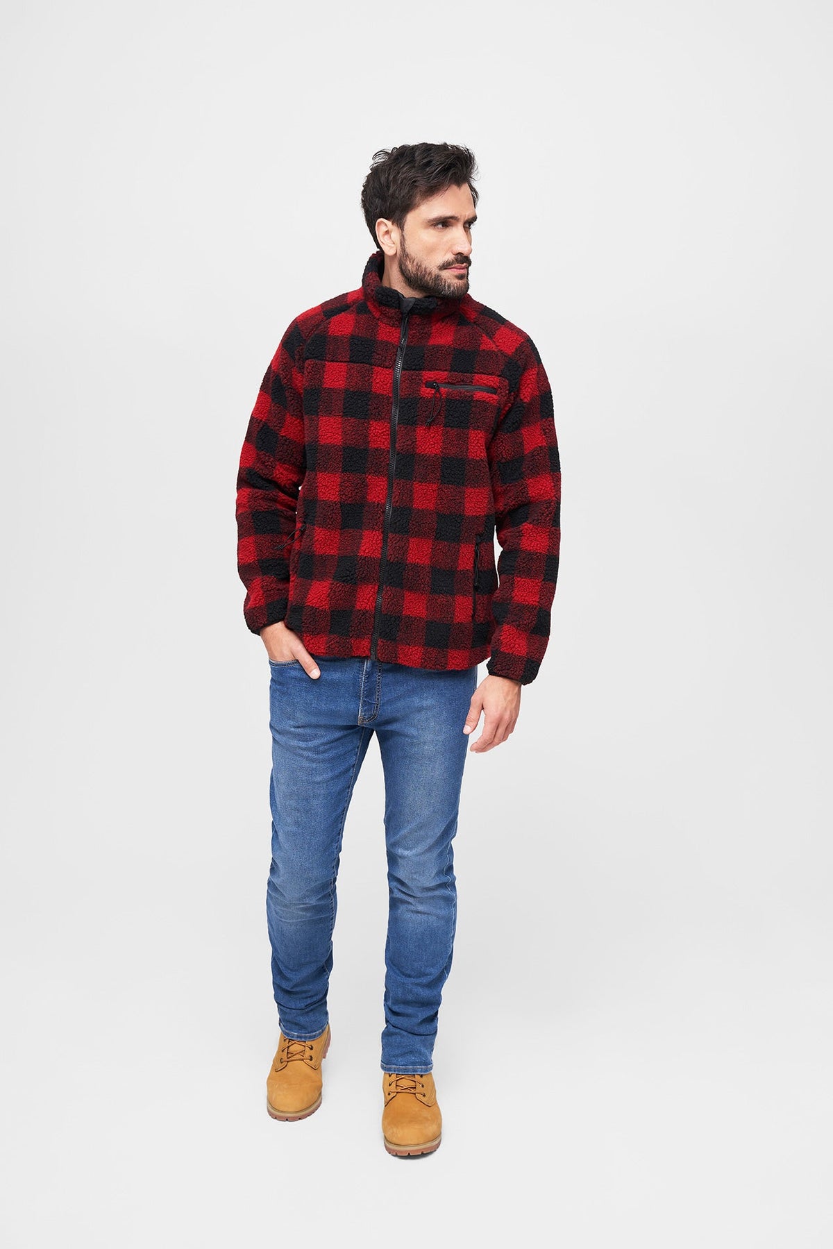 Brandit Teddyfleece bunda flísová, červená/čierna
