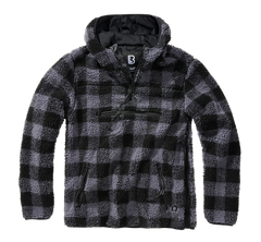 Brandit Teddyfleece Worker polár pulóver, fekete/szürke
