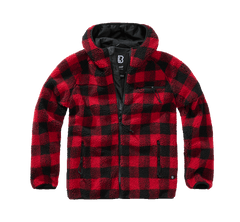 Brandit Worker kapucnis polár kabát Teddyfleece, piros/fekete