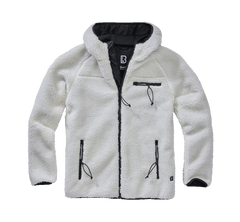 Brandit Worker kapucnis polár kabát Teddyfleece, fehér