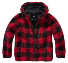 Brandit Teddyfleece gyerek kapucnis kabát, piros/fekete