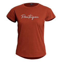 Pentagon Whisper Calligraphy női rövid ujjú póló, maroon red