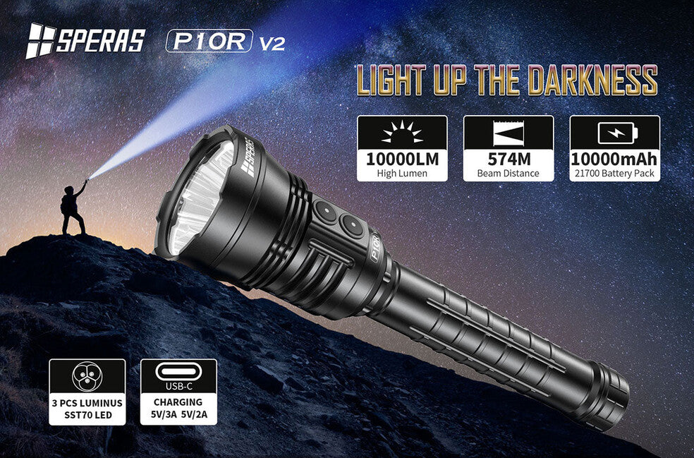 Speras P10R V2 újratölthető LED zseblámpa 10000LM