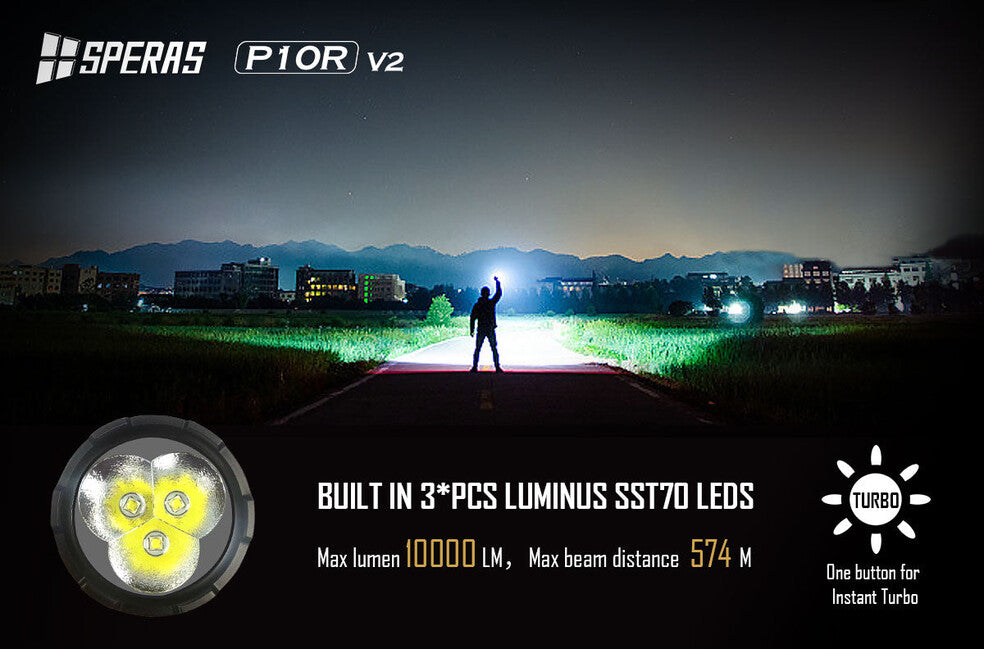 Speras P10R V2 újratölthető LED zseblámpa 10000LM