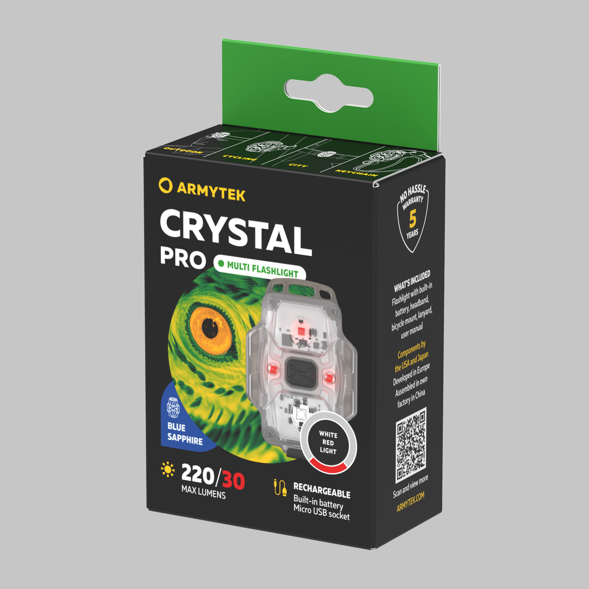 ArmyTek Crystal Pro Blue hordozható LED lámpa F07101B, kék, átlátszó