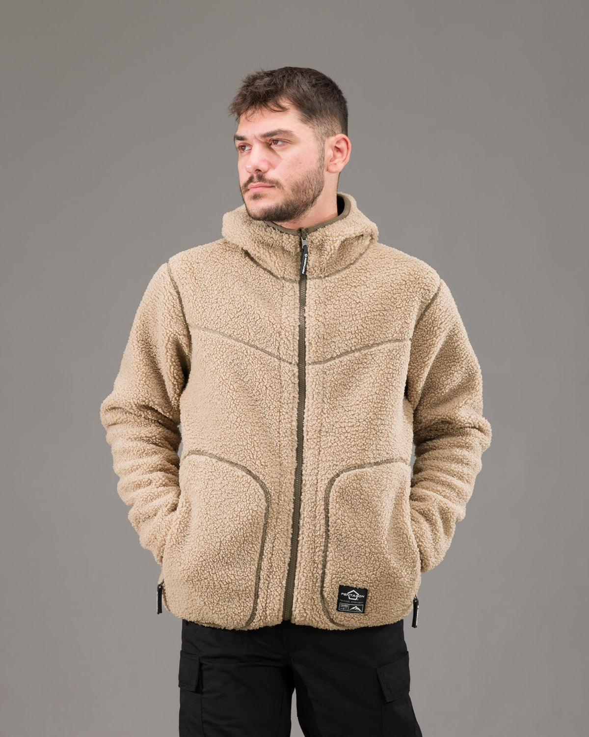 Pentagon Ianos Sherpa férfi kifordítható polár kabát, khaki/zöld