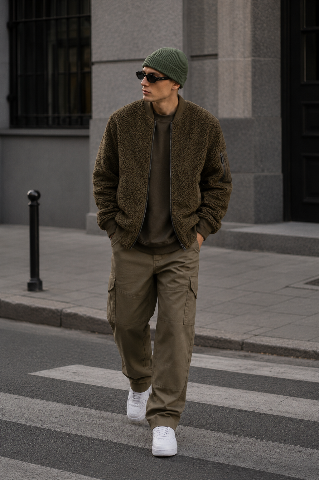 WARAGOD Mjuka kötött símaszk 2 az 1-ben, khaki