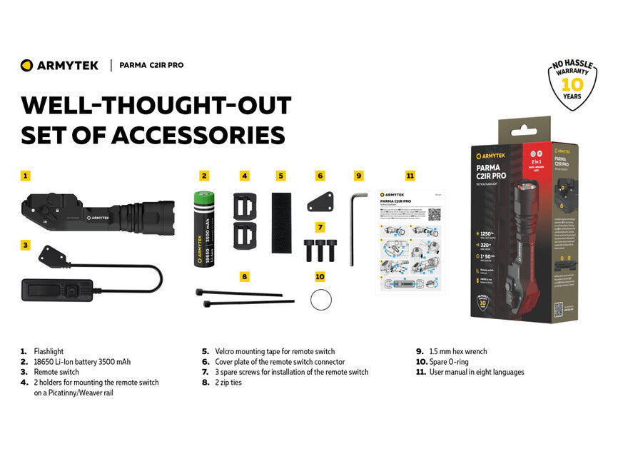 Armytek Parma C2IR Pro kompakt újratölthető fegyverlámpa 1200lm
