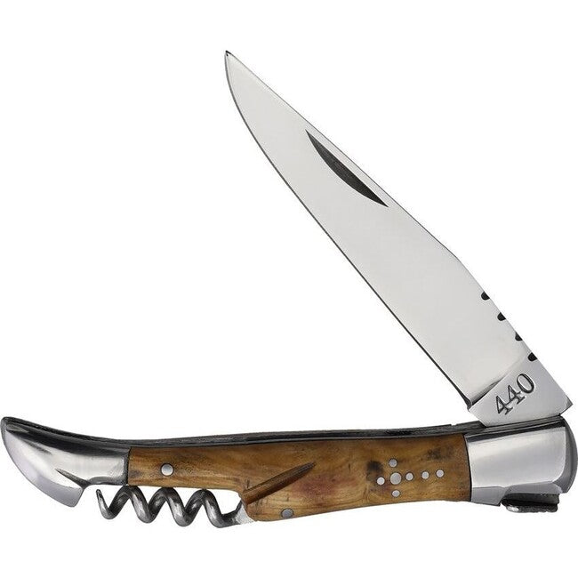 Baladeo DUB1045 zsebkés dugóhúzóval, penge 11cm, 440 acél, olajfa fa markolat