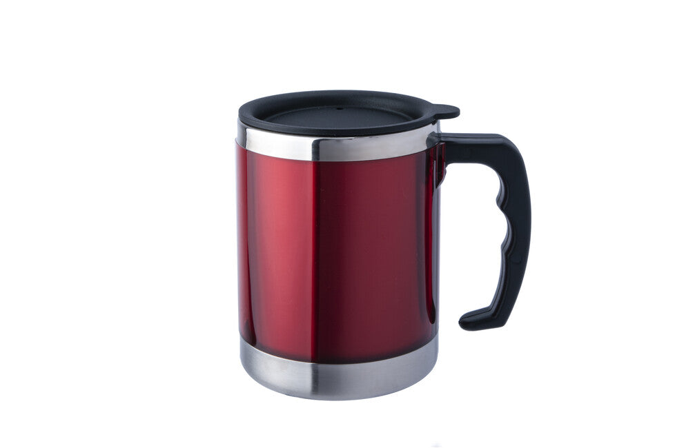 BasicNature MUG rozsdamentes acél termosz, piros, 0,42 l