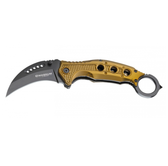 BÖKER® Magnum Black Scorpion karambit kés, arany bronz, 20,5 cm