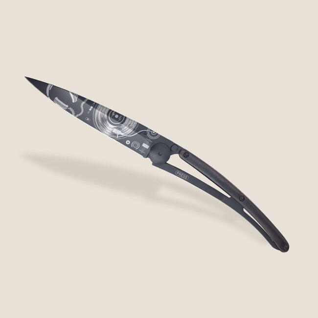 Deejo Tattoo összecsukható kés Black ebony wood Vinyl