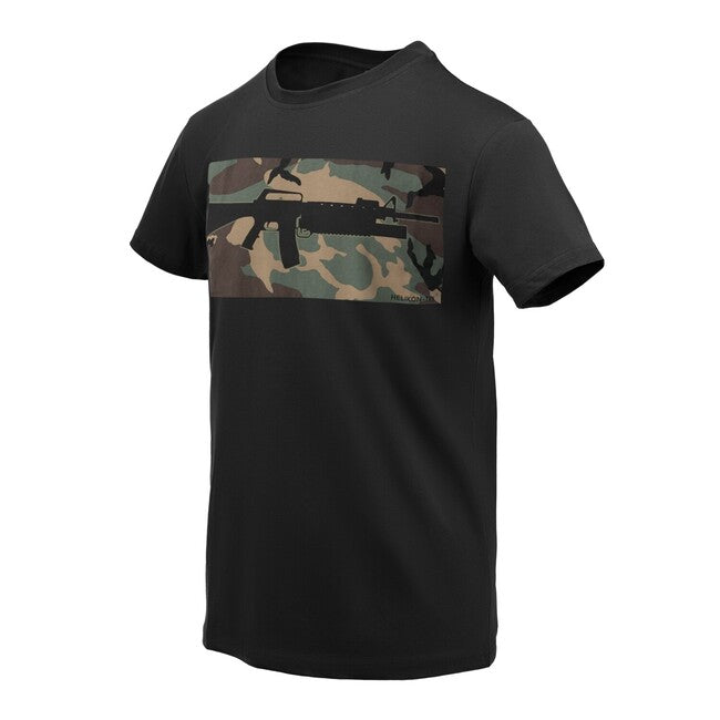 Helikon-Tex 16/203 Combo pamut rövid ujjú póló, Black/US Woodland