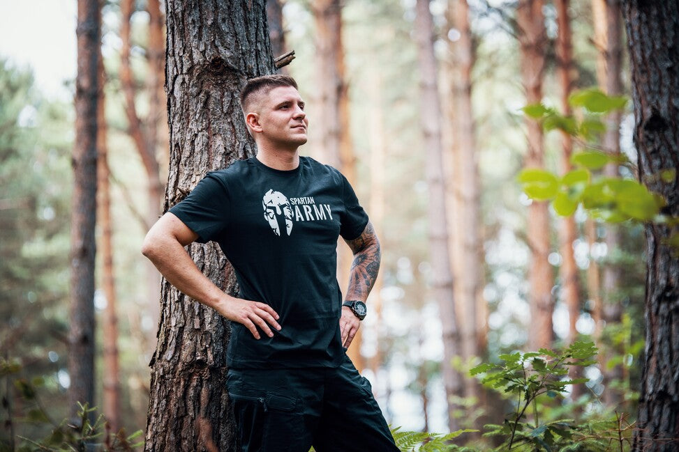 DRAGOWA rövid ujjú póló Spartan army 160 g/m², fehér