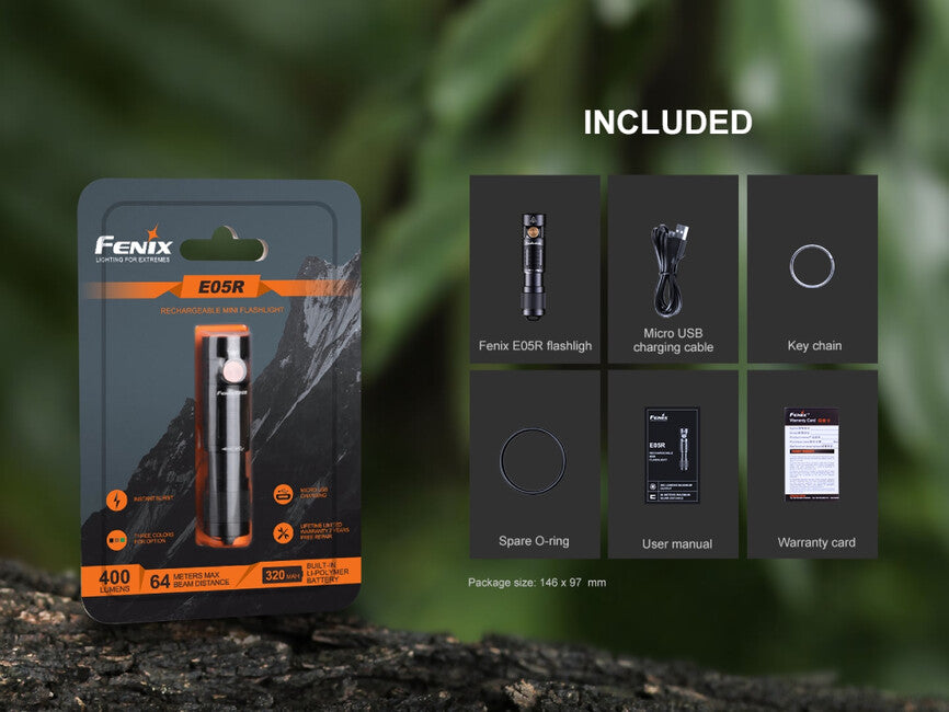 Fenix E05R újratölthető mini zseblámpa, barna