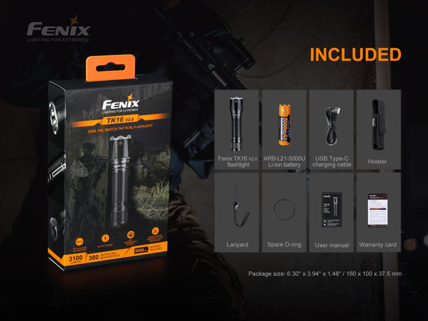 Fenix TK16 V2.0 lámpa, fekete