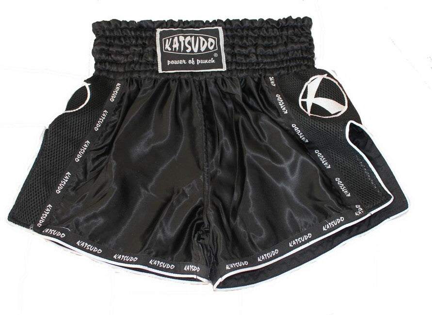 Katsudo Hurricane rövidnadrág thai boxhoz, fekete